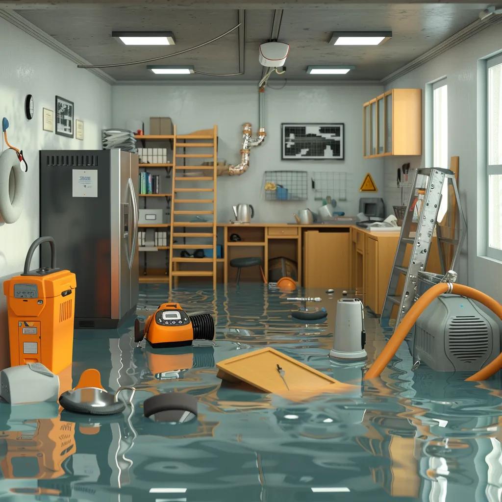 Step-by-step water damage restoration equipment and process