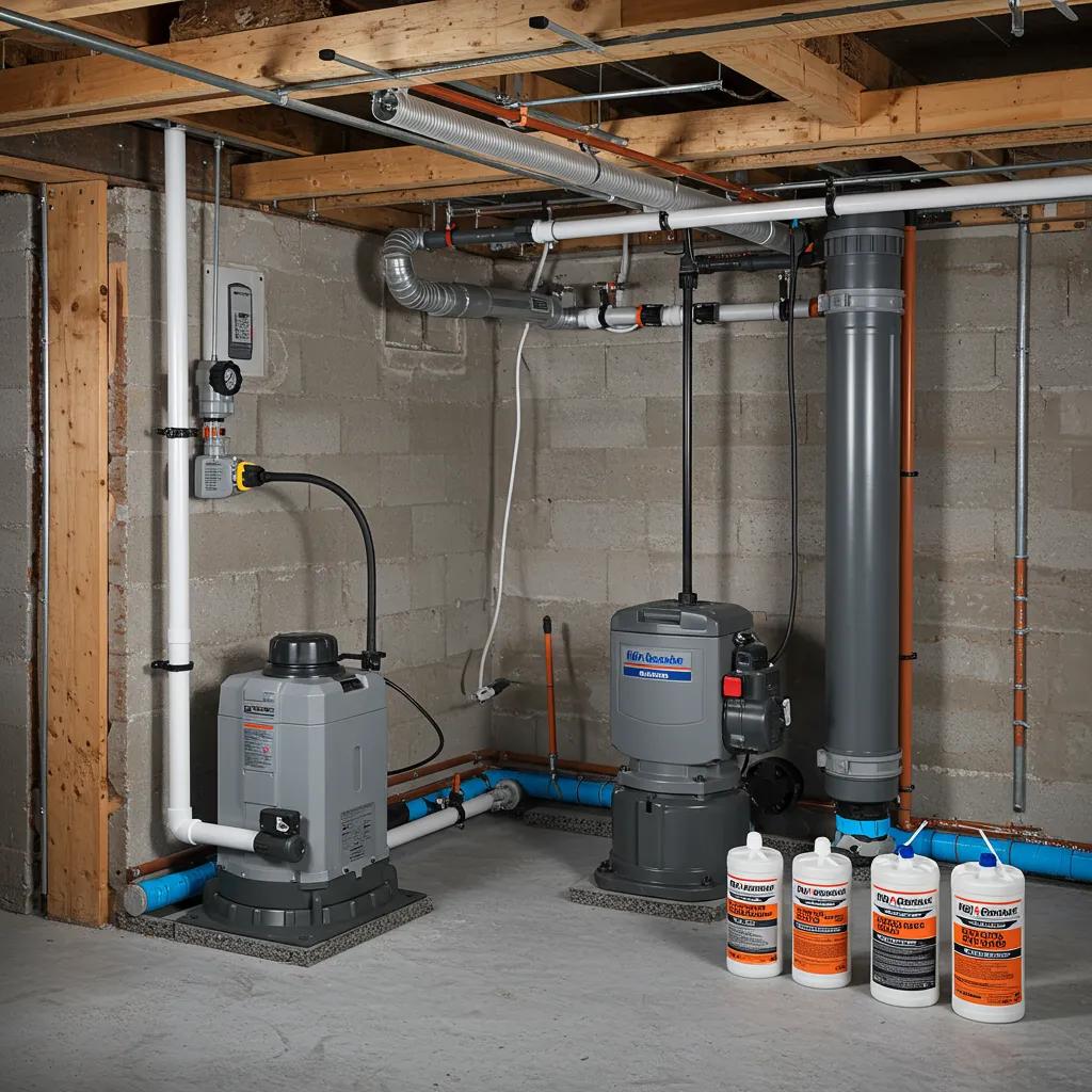 Modern basement waterproofing solutions including sump pump and drainage system